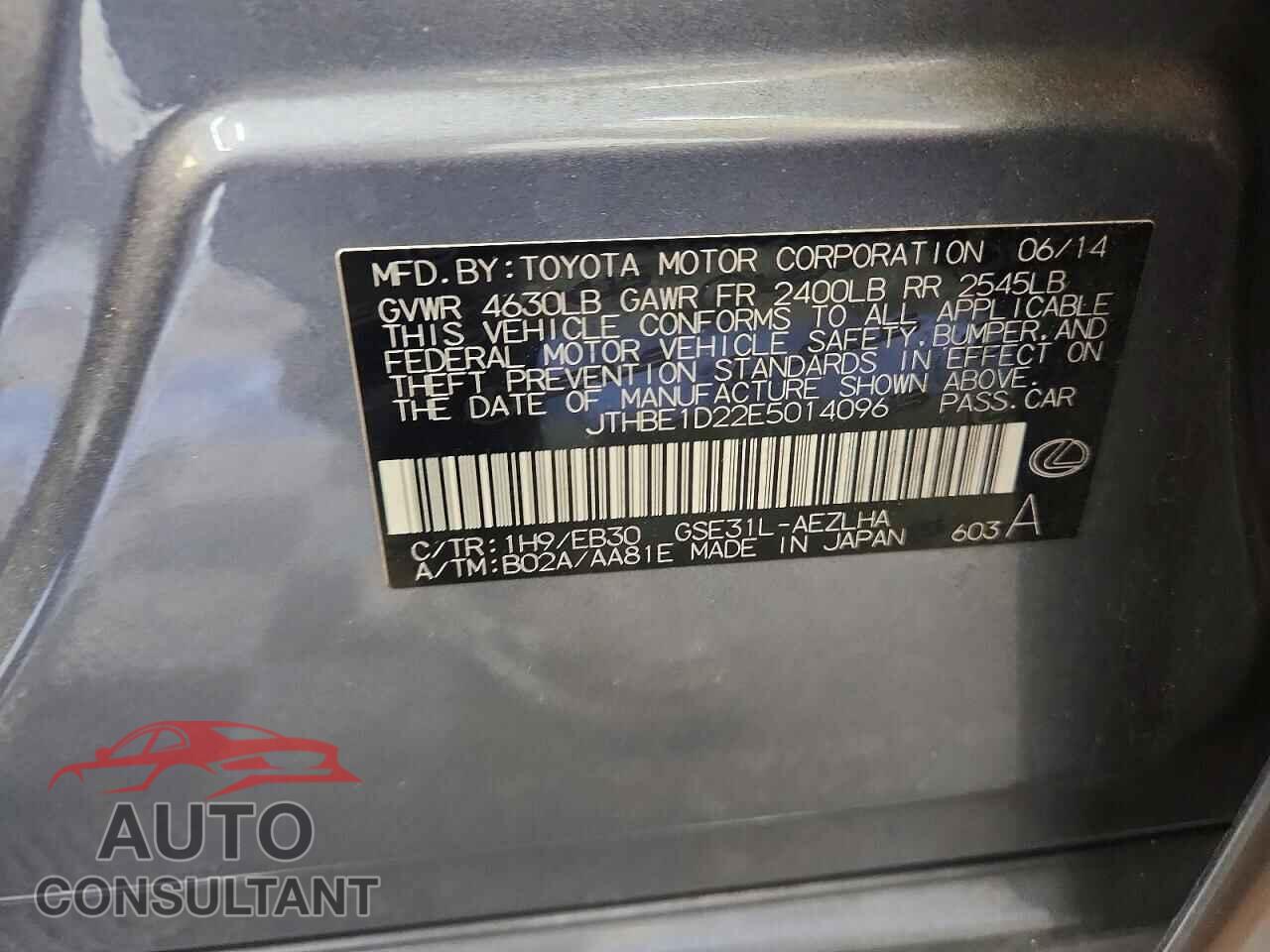 LEXUS IS 2014 - JTHBE1D22E5014096