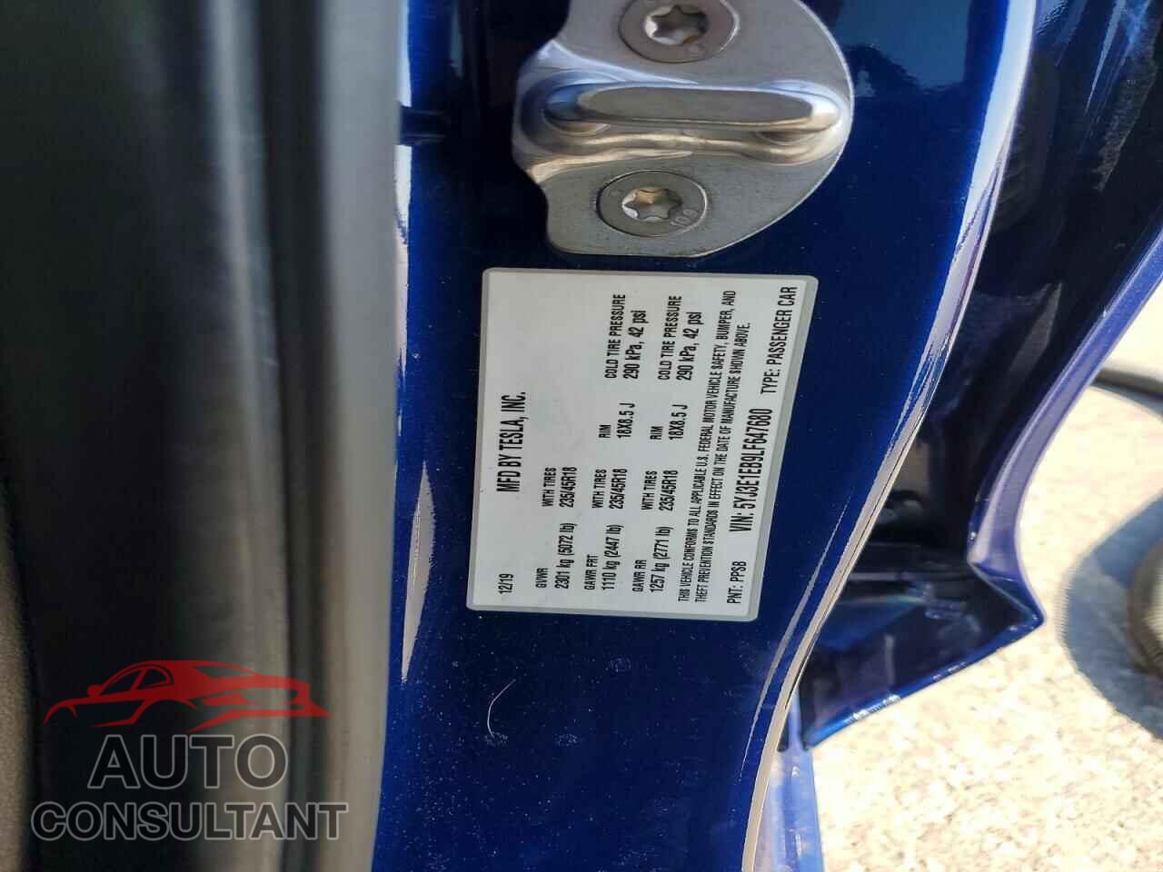 TESLA MODEL 3 2020 - 5YJ3E1EB9LF647680
