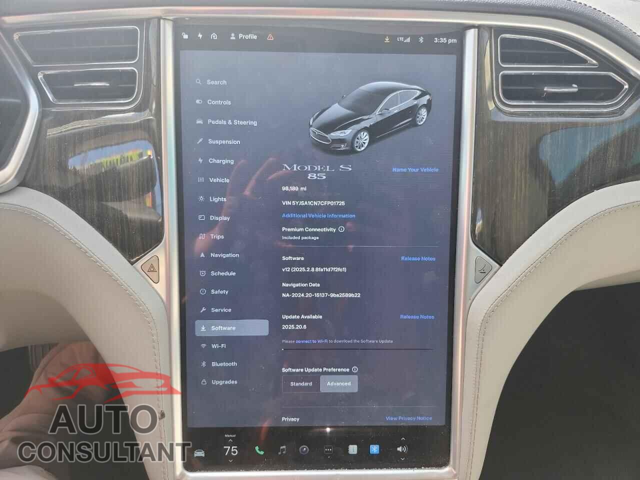 TESLA MODEL S 2012 - 5YJSA1CN7CFP01725