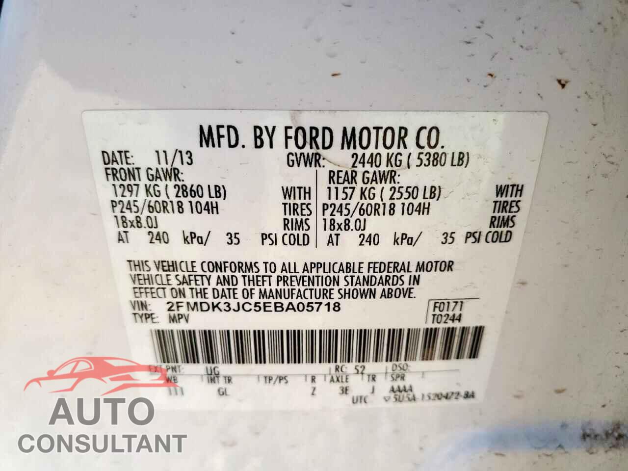 FORD EDGE 2014 - 2FMDK3JC5EBA05718