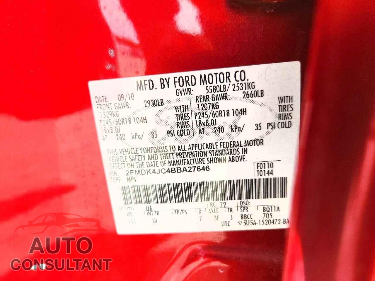 FORD EDGE 2011 - 2FMDK4JC4BBA27646