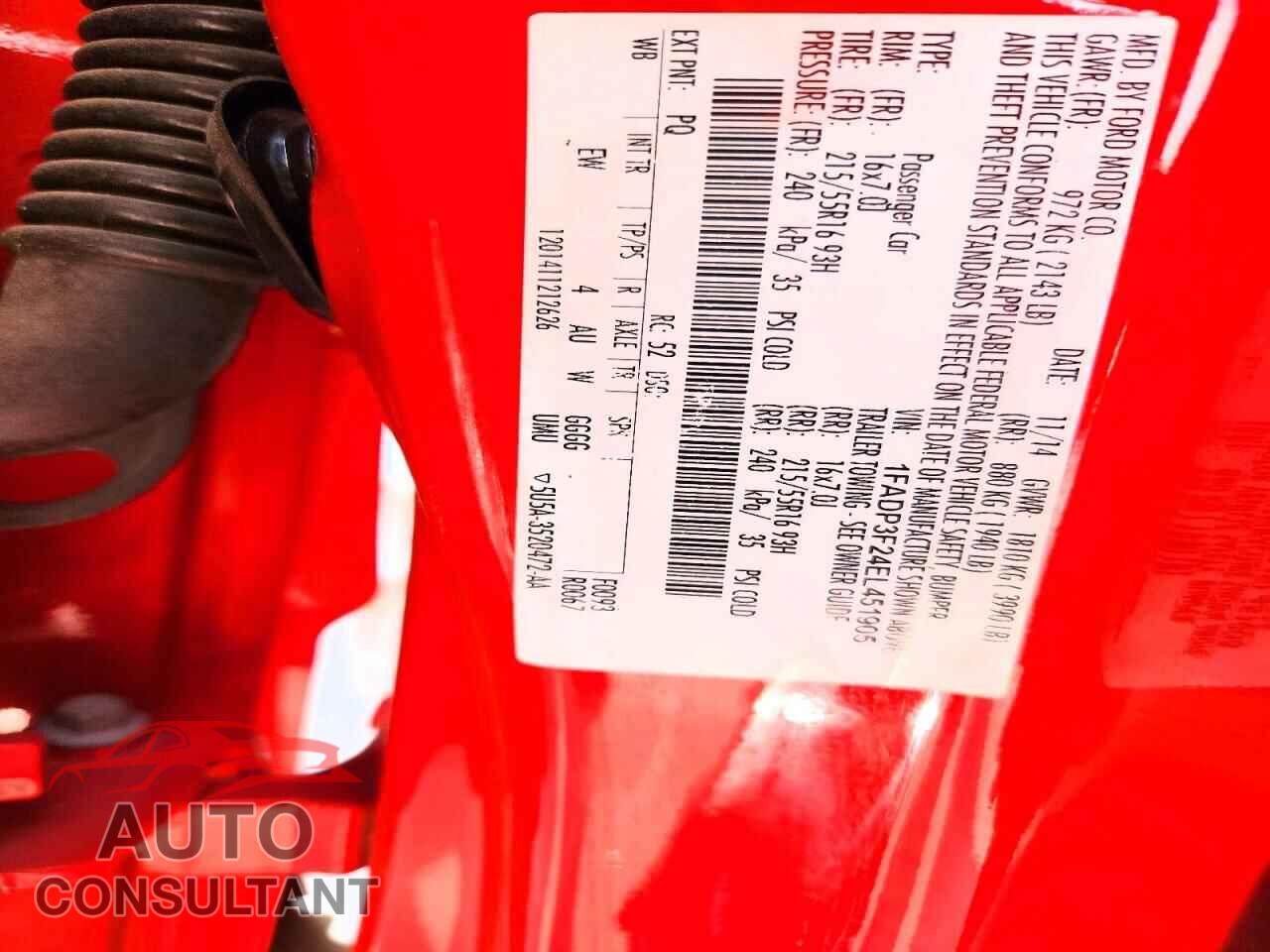 FORD FOCUS 2014 - 1FADP3F24EL451905
