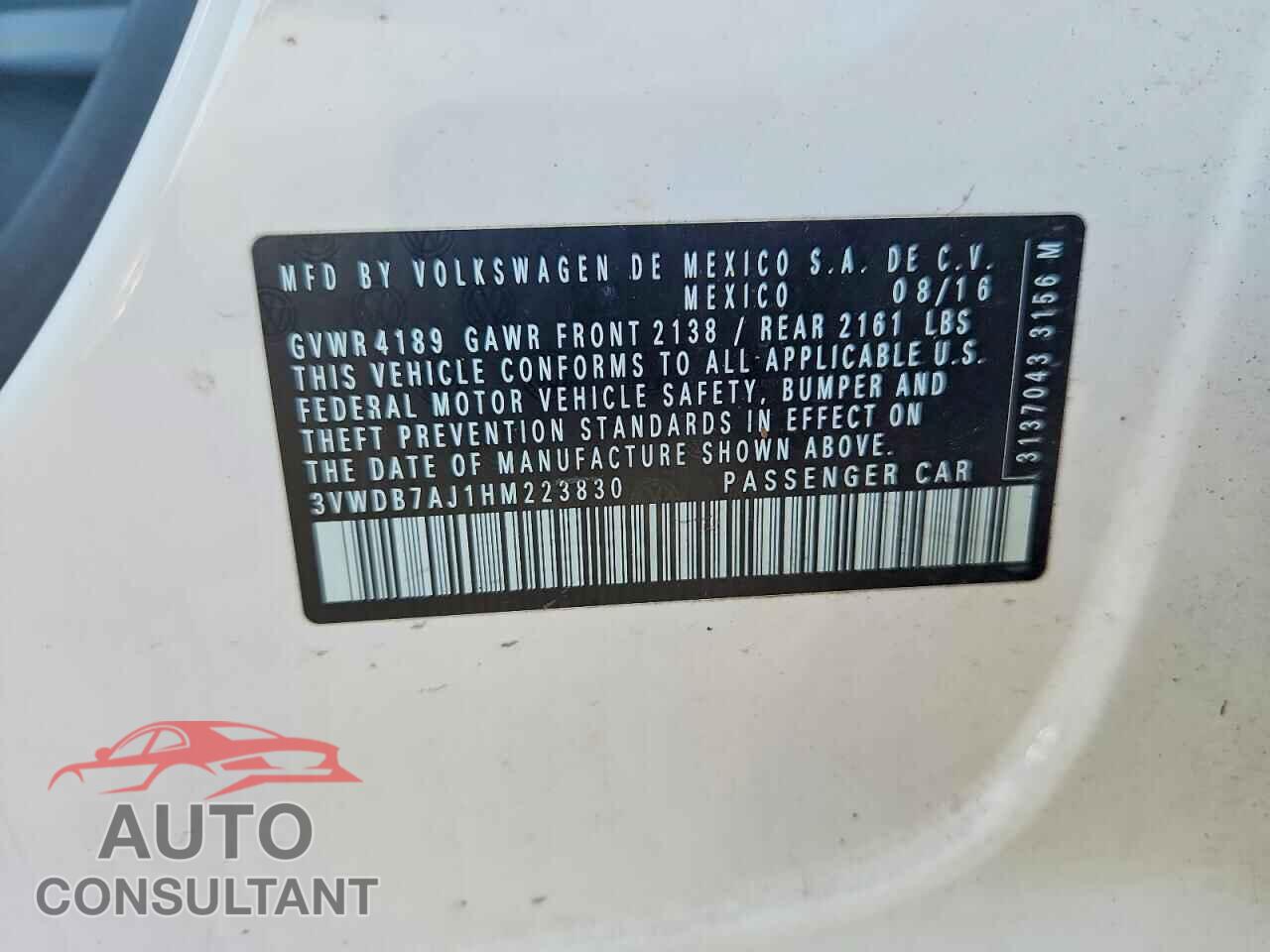 VOLKSWAGEN JETTA 2017 - 3VWDB7AJ1HM223830