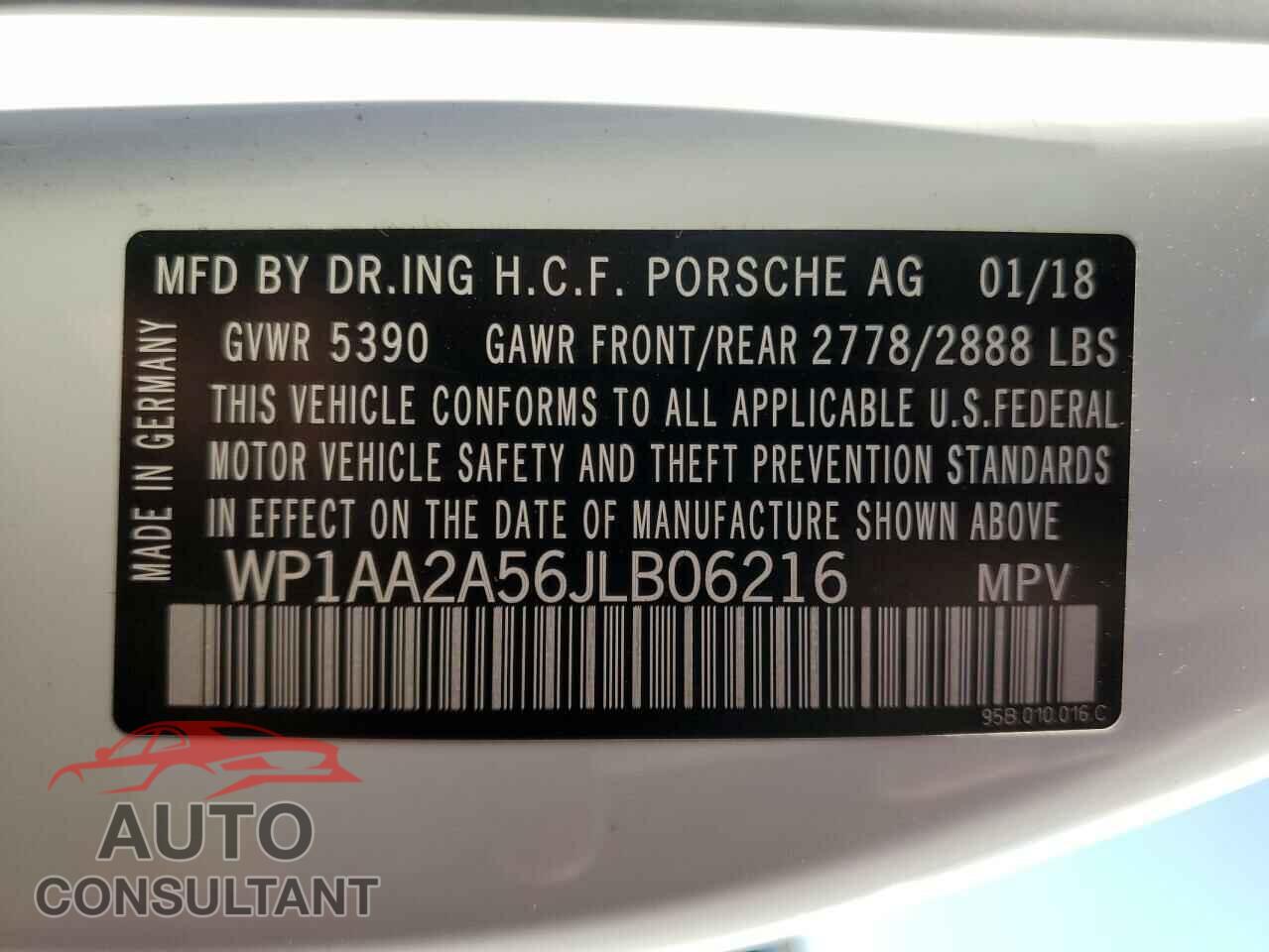 PORSCHE MACAN 2018 - WP1AA2A56JLB06216