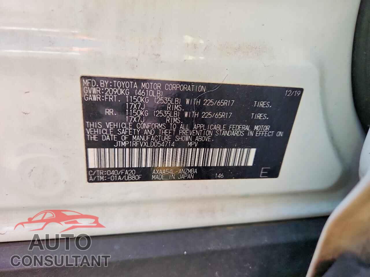 TOYOTA RAV4 2020 - JTMP1RFVXLD054714