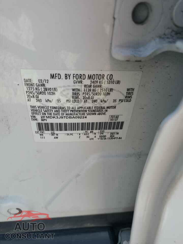 FORD EDGE 2013 - 2FMDK3J97DBA09224