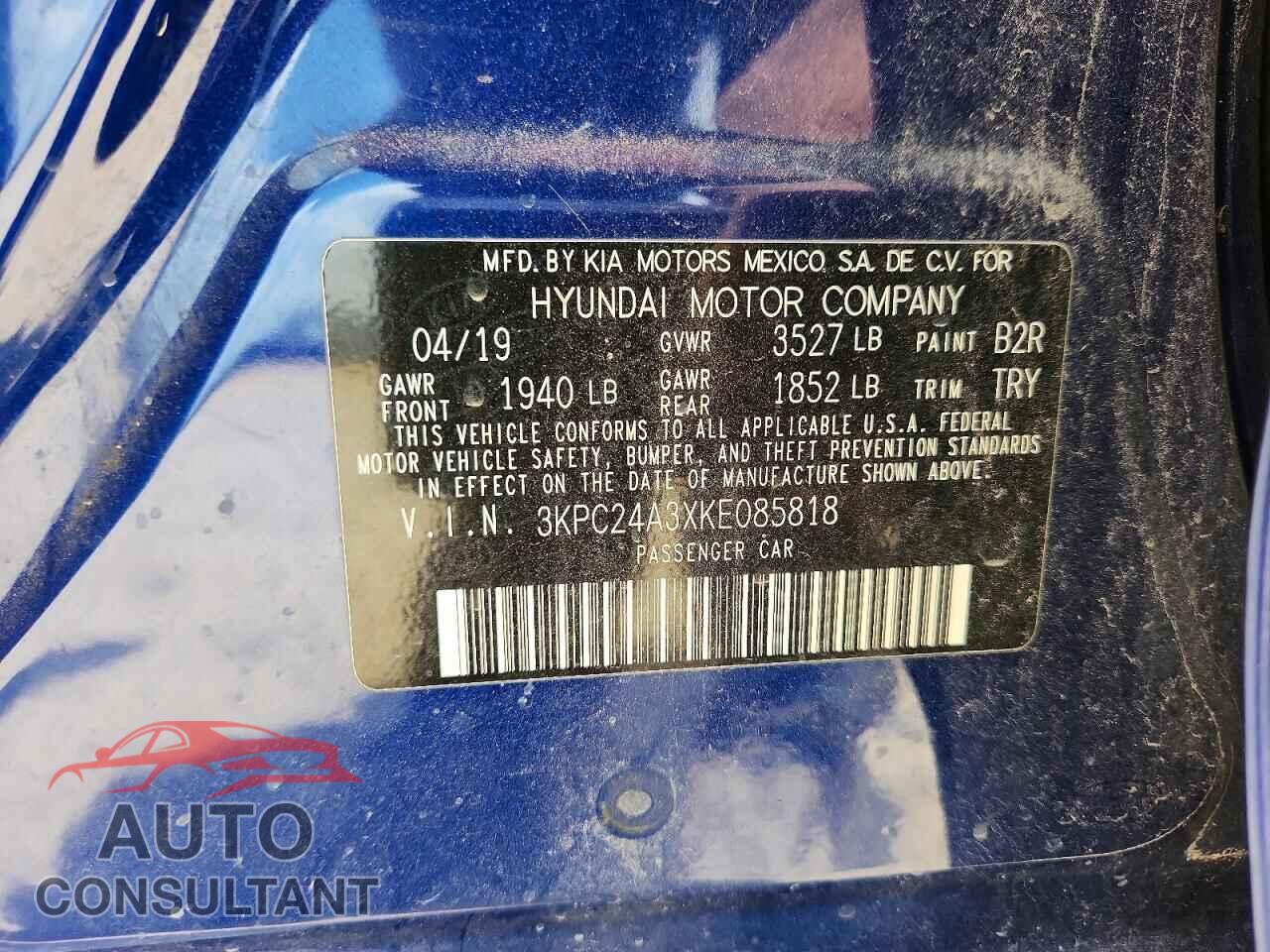 HYUNDAI ACCENT 2019 - 3KPC24A3XKE085818