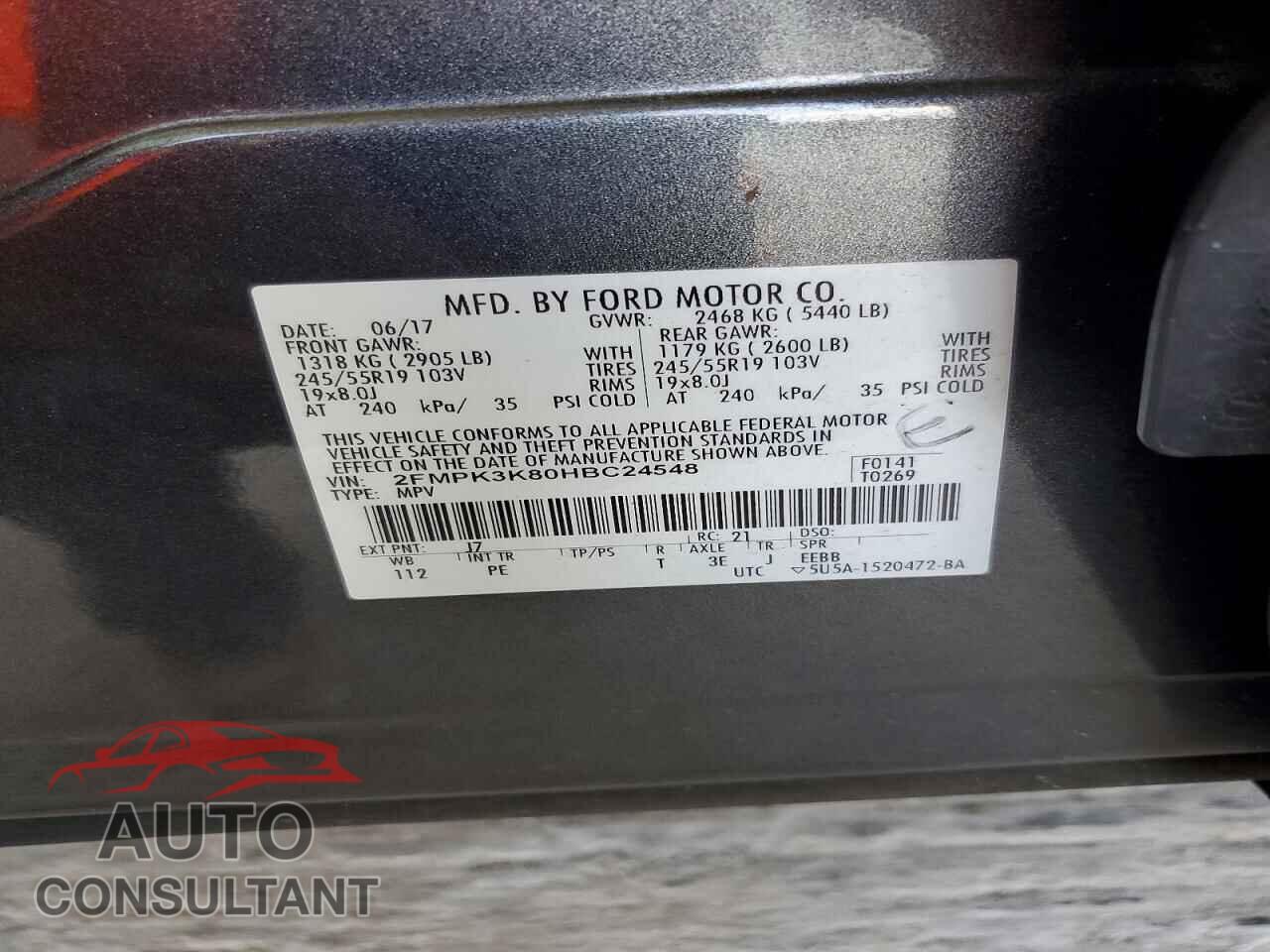 FORD EDGE 2017 - 2FMPK3K80HBC24548