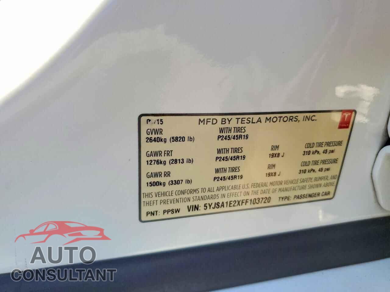 TESLA MODEL S 2015 - 5YJSA1E2XFF103720