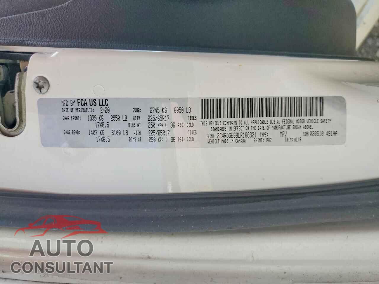 DODGE CARAVAN 2020 - 2C4RDGEG8LR166321