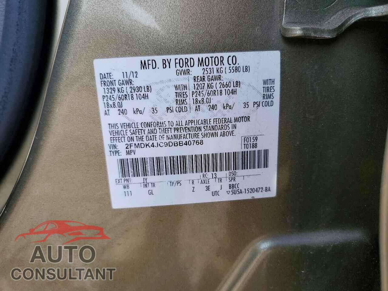FORD EDGE 2013 - 2FMDK4JC9DBB40768