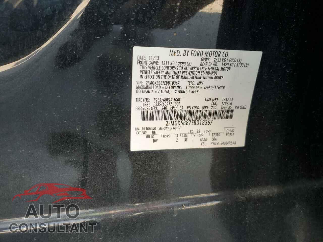 FORD FLEX 2014 - 2FMGK5B87EBD18367