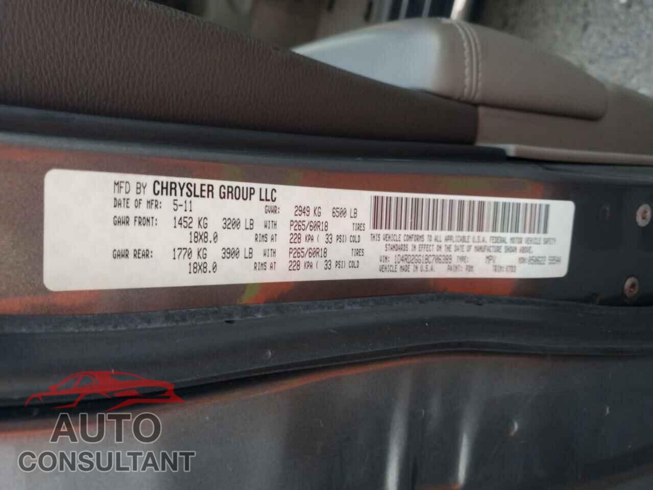 DODGE DURANGO 2011 - 1D4RD2GG1BC706389