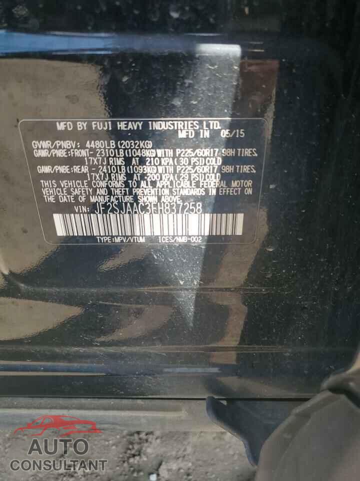 SUBARU FORESTER 2015 - JF2SJAAC3FH837258