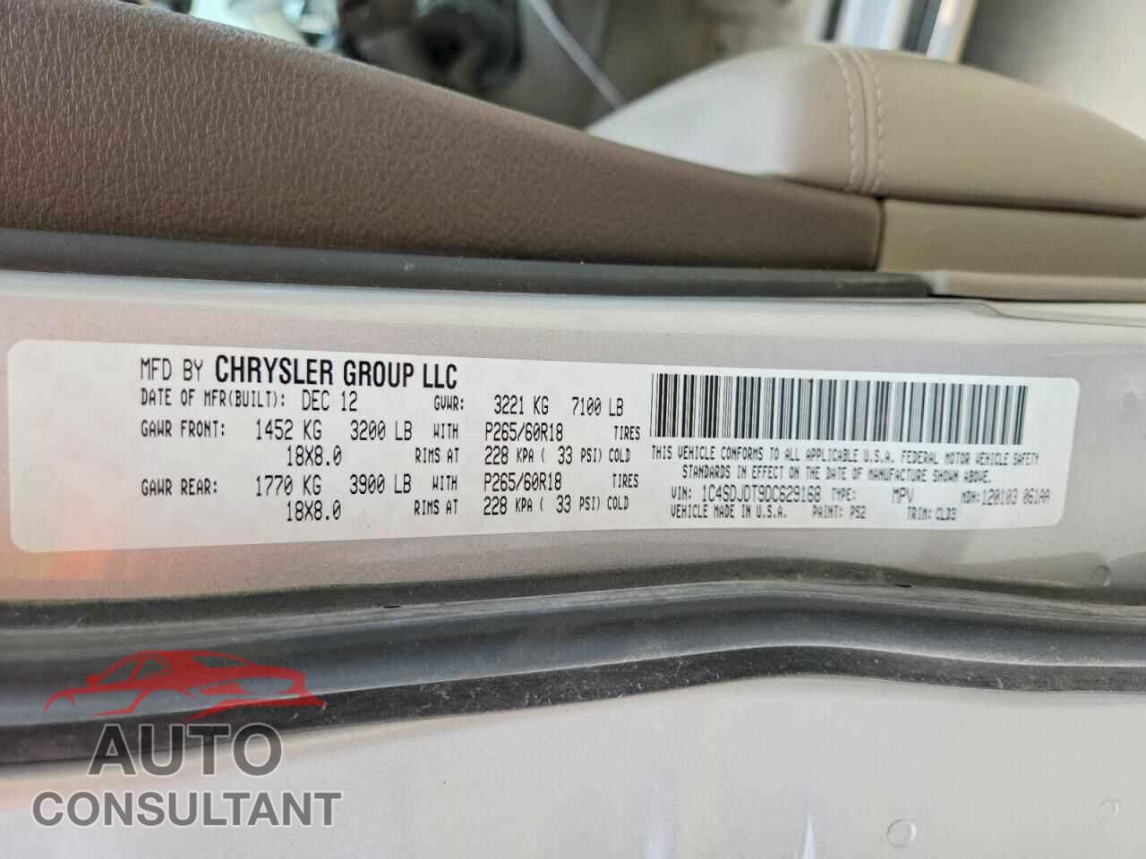 DODGE DURANGO 2013 - 1C4SDJDT9DC629168
