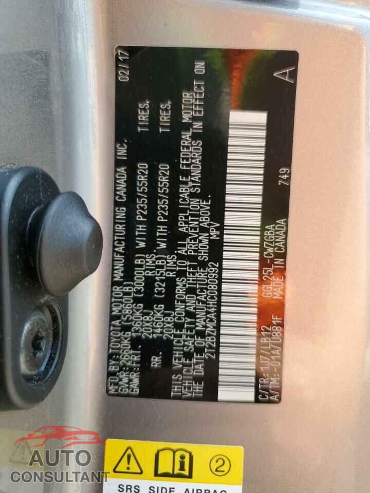 LEXUS RX350 2017 - 2T2BZMCA4HC080992