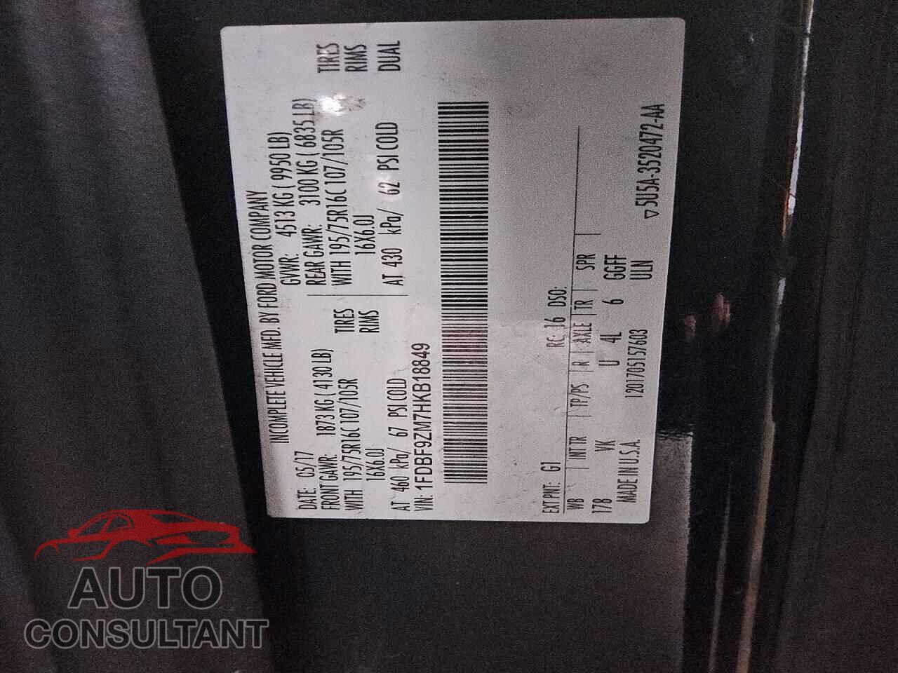 FORD TRANSIT 2017 - 1FDBF9ZM7HKB18849