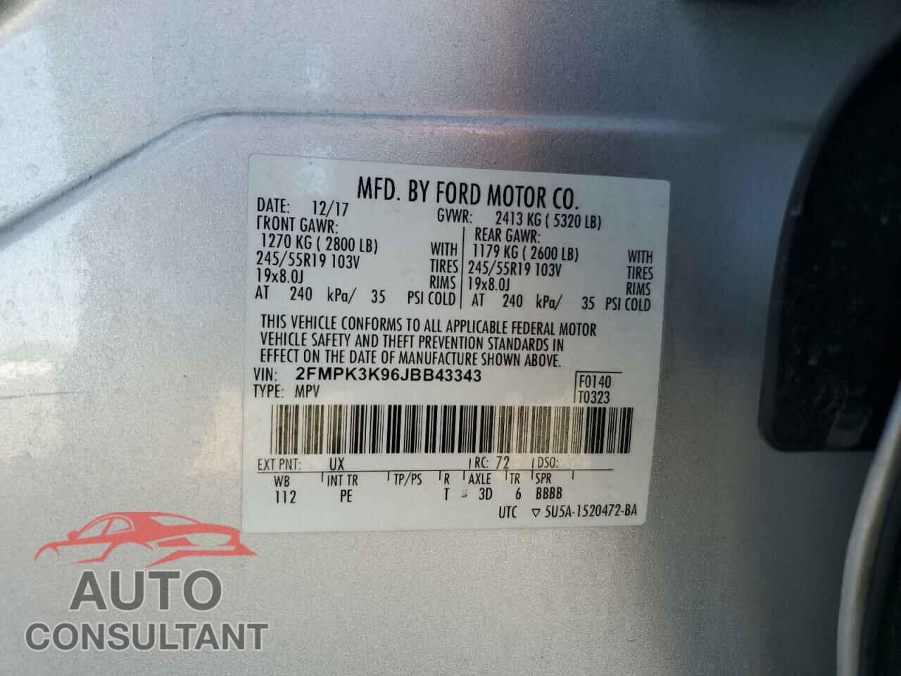 FORD EDGE 2018 - 2FMPK3K96JBB43343