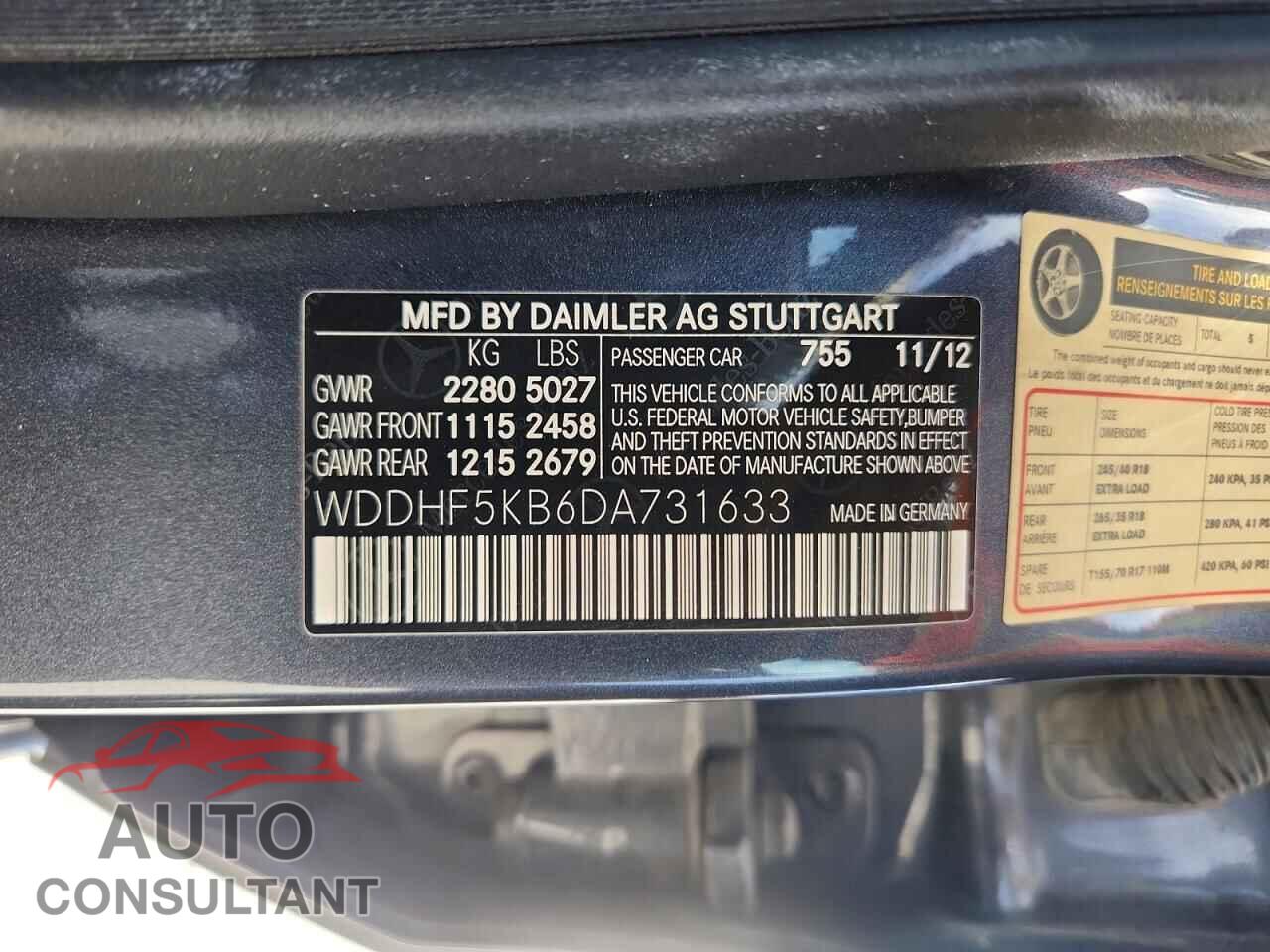 MERCEDES-BENZ E-CLASS 2013 - WDDHF5KB6DA731633