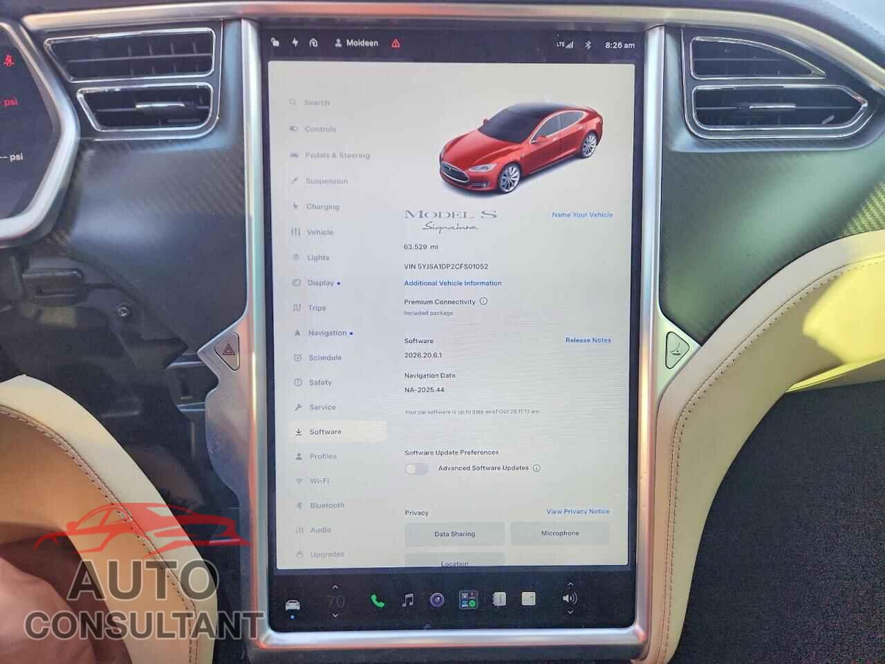 TESLA MODEL S 2012 - 5YJSA1DP2CFS01052