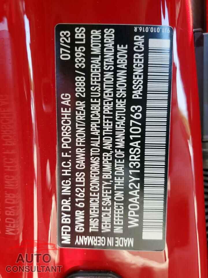 PORSCHE TAYCAN 2024 - WP0AA2Y13RSA10763