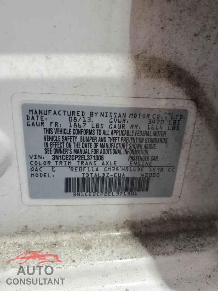 NISSAN VERSA 2014 - 3N1CE2CP2EL371306