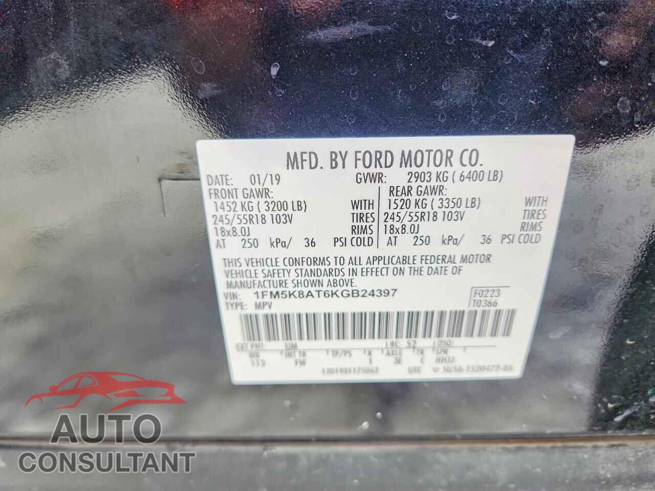 FORD EXPLORER 2019 - 1FM5K8AT6KGB24397