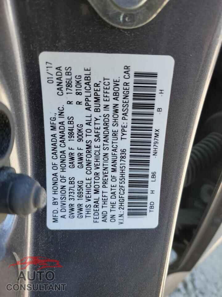 HONDA CIVIC 2017 - 2HGFC2F55HH517836