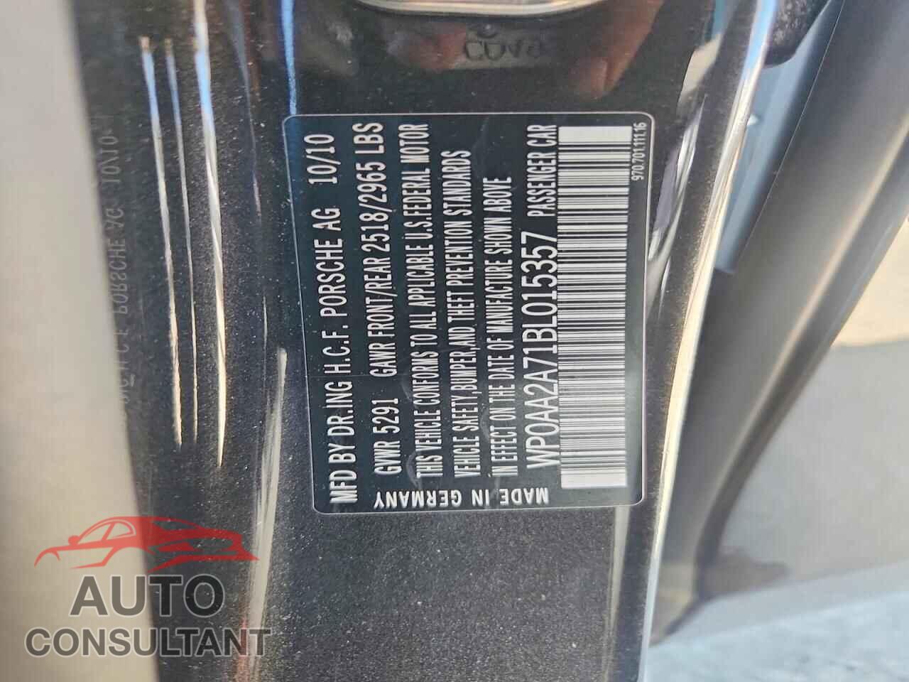 PORSCHE PANAMERA 2011 - WP0AA2A71BL015357