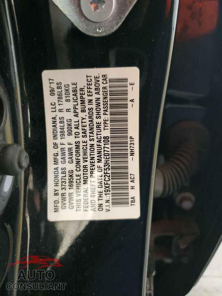 HONDA CIVIC 2017 - 19XFC2F53HE077108