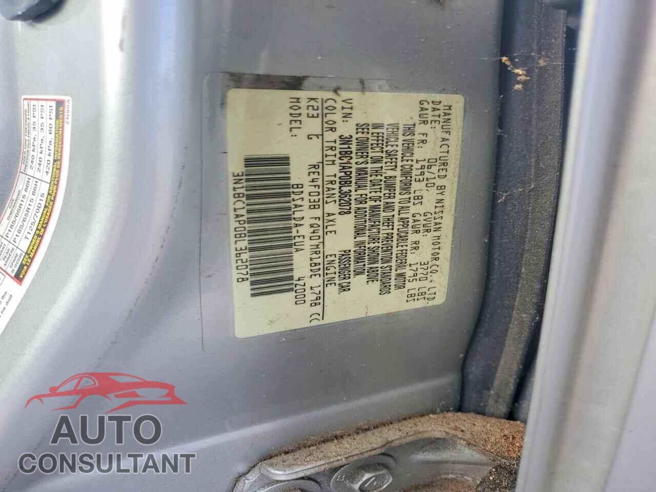 NISSAN VERSA 2011 - 3N1BC1AP0BL362078