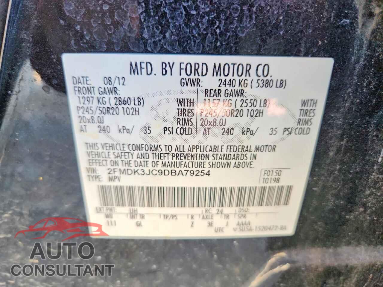 FORD EDGE 2013 - 2FMDK3JC9DBA79254