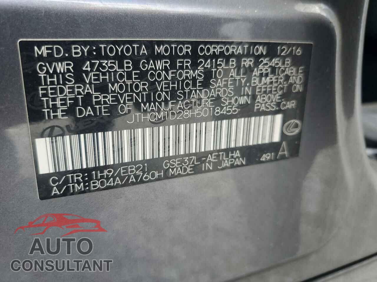 LEXUS IS 2017 - JTHCM1D28H5018455