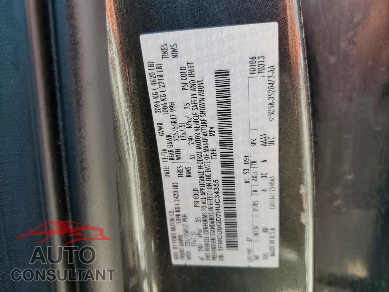 FORD ESCAPE 2017 - 1FMCU0GD7HUC34355