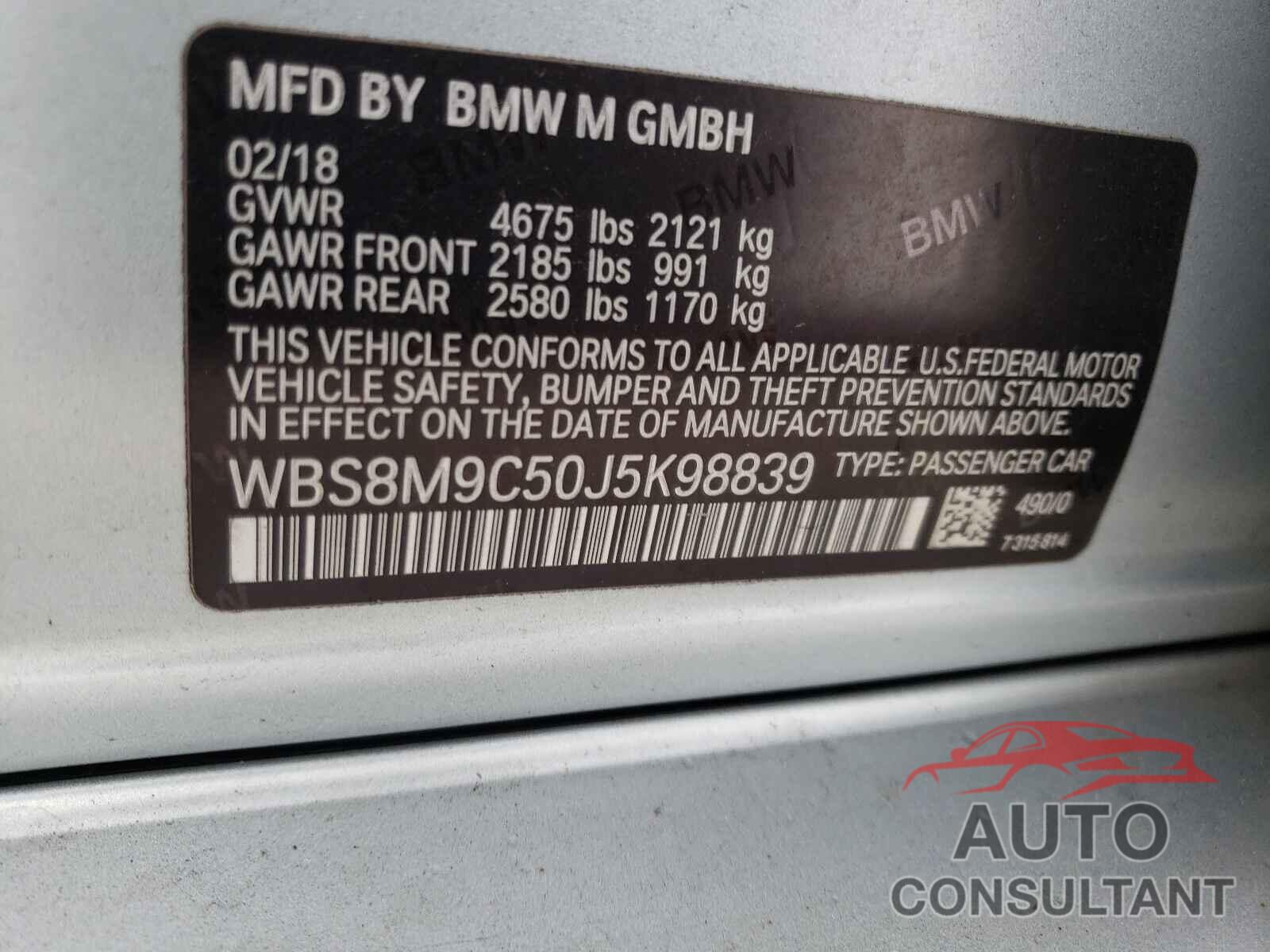 BMW M3 2018 - WBS8M9C50J5K98839