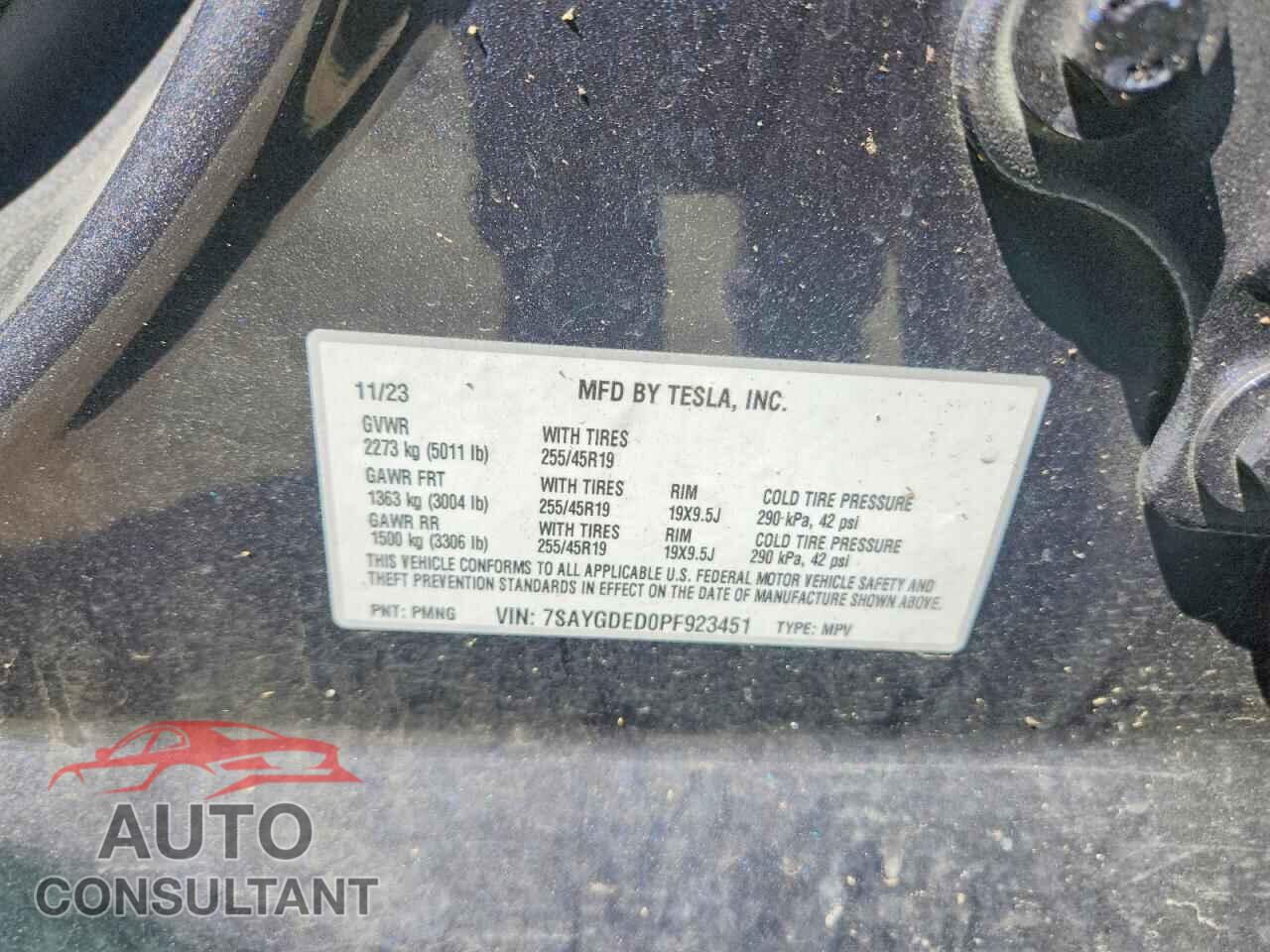 TESLA MODEL Y 2023 - 7SAYGDED0PF923451