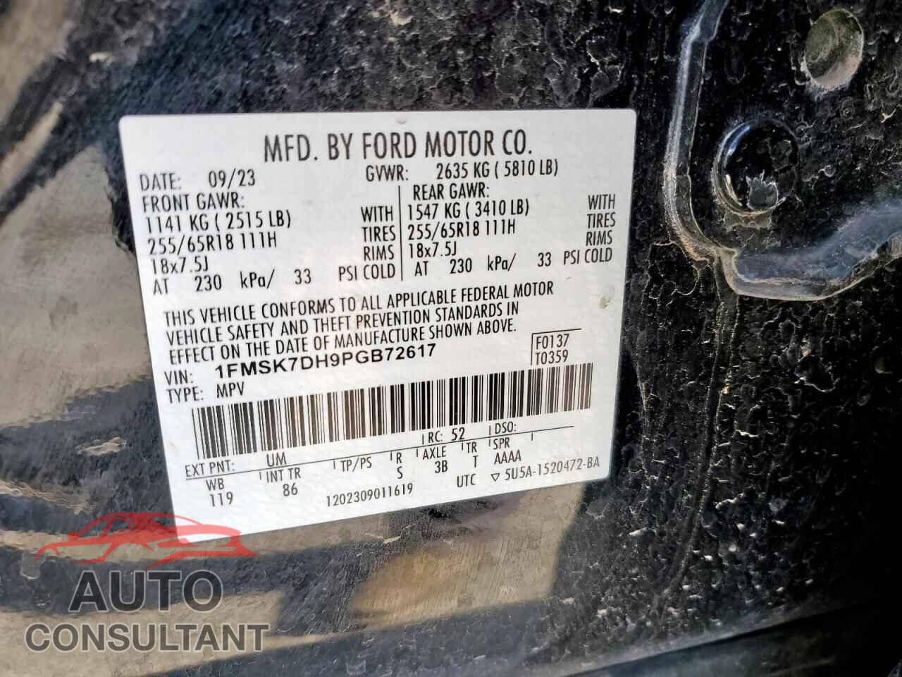 FORD EXPLORER 2023 - 1FMSK7DH9PGB72617