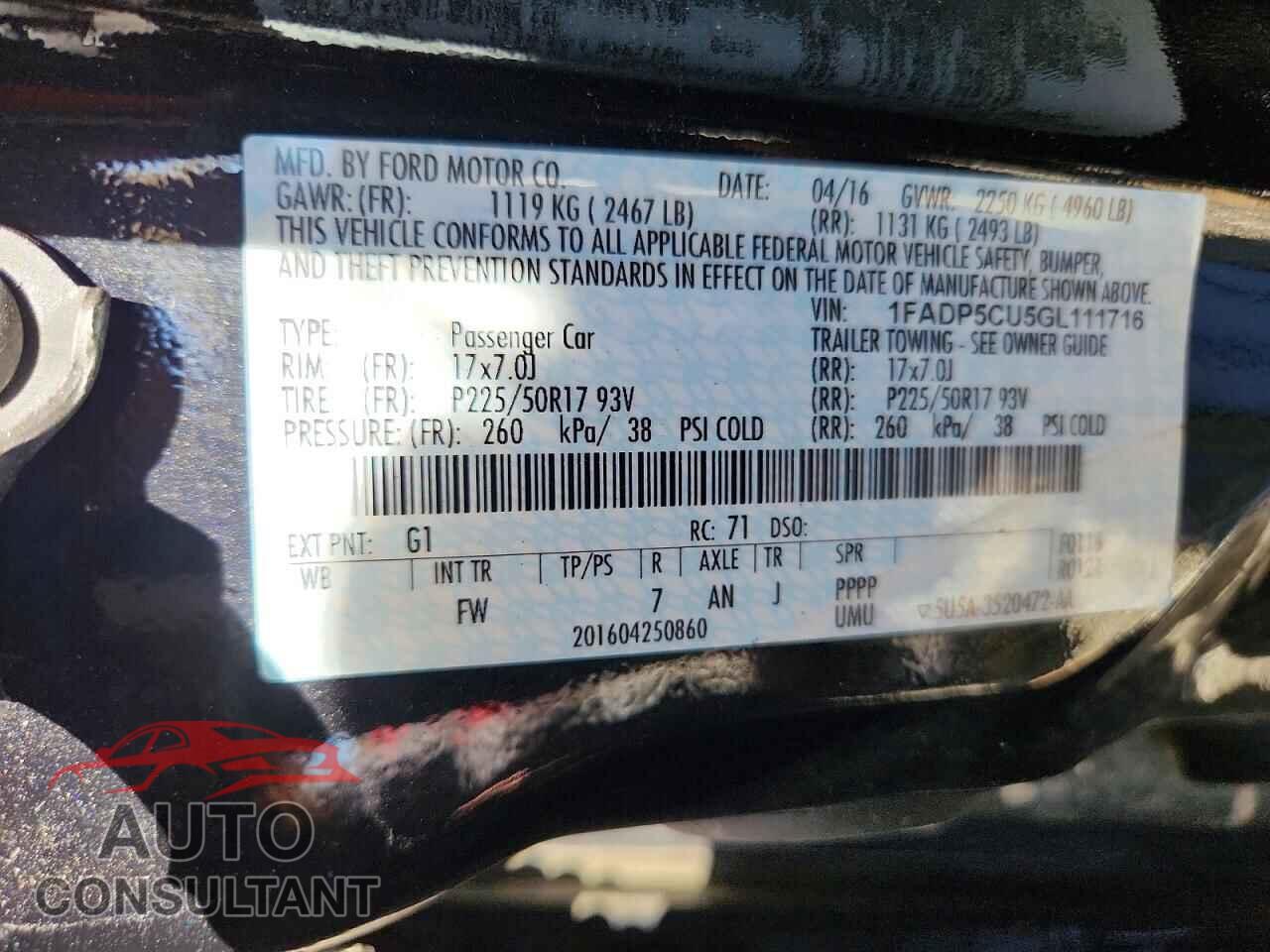 FORD CMAX 2016 - 1FADP5CU5GL111716