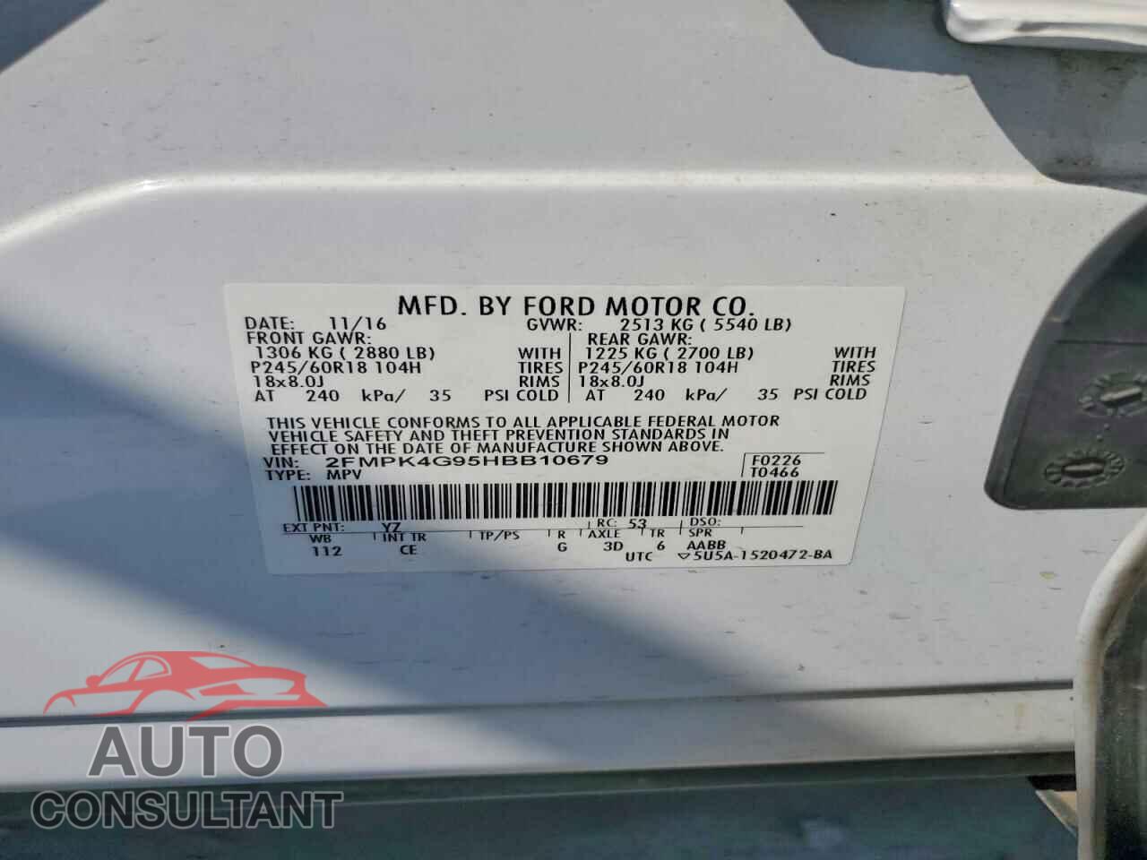 FORD EDGE 2017 - 2FMPK4G95HBB10679