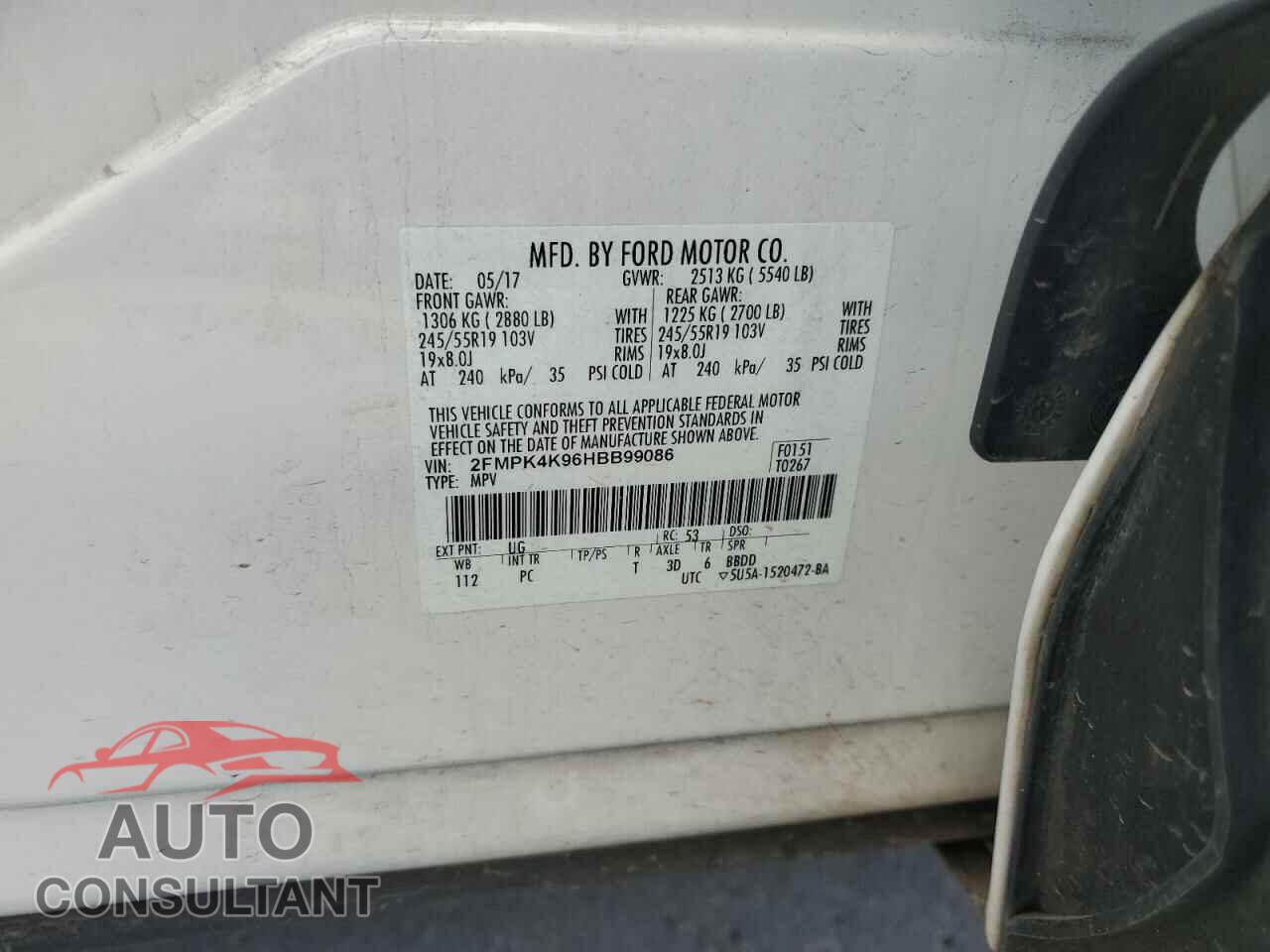 FORD EDGE 2017 - 2FMPK4K96HBB99086