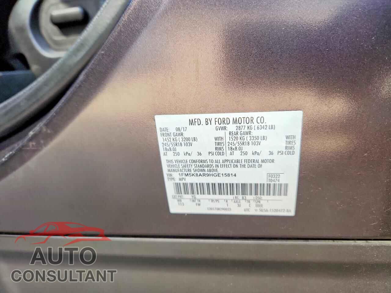 FORD EXPLORER 2017 - 1FM5K8AR9HGE15814