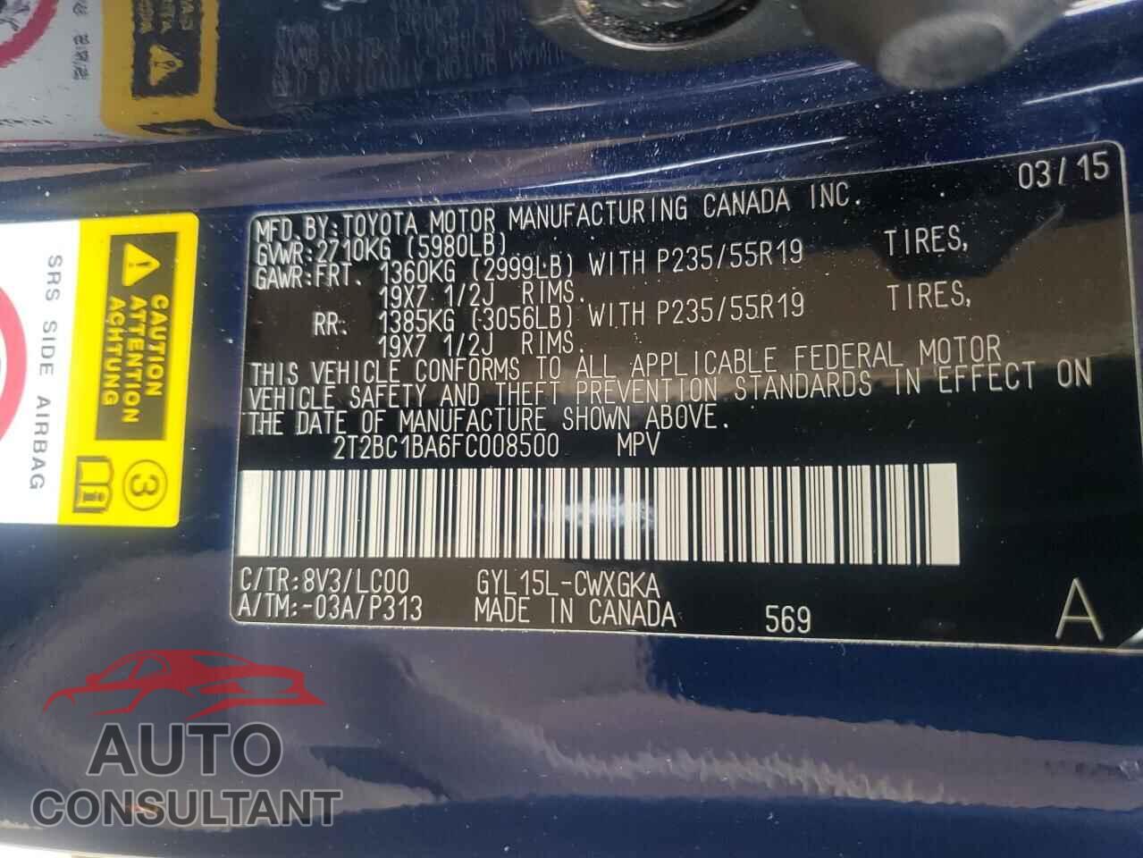 LEXUS RX450 2015 - 2T2BC1BA6FC008500
