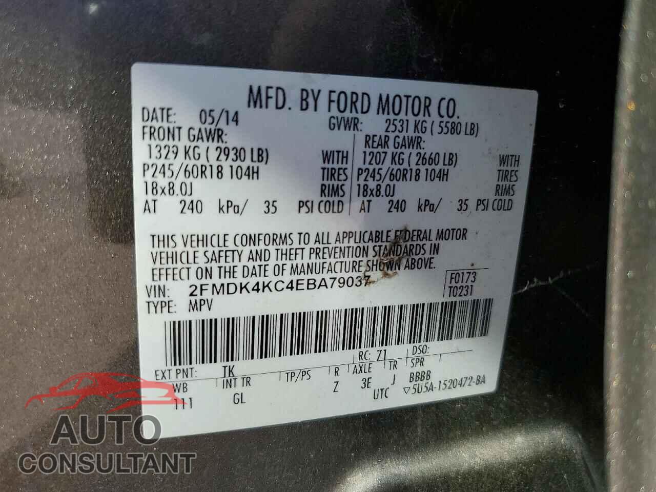 FORD EDGE 2014 - 2FMDK4KC4EBA79037