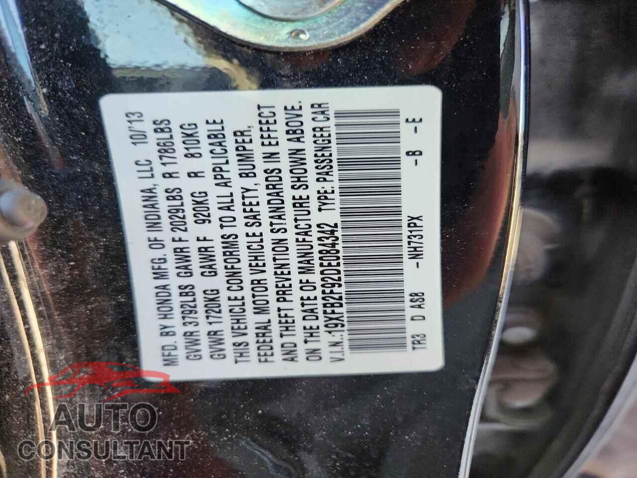 HONDA CIVIC 2013 - 19XFB2F92DE084342