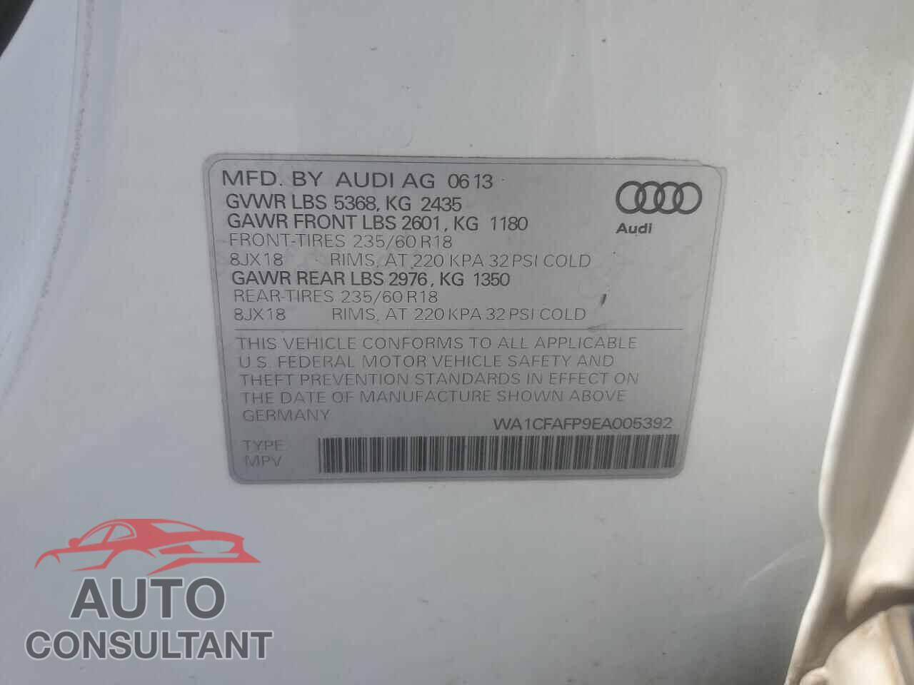 AUDI Q5 2014 - WA1CFAFP9EA005392