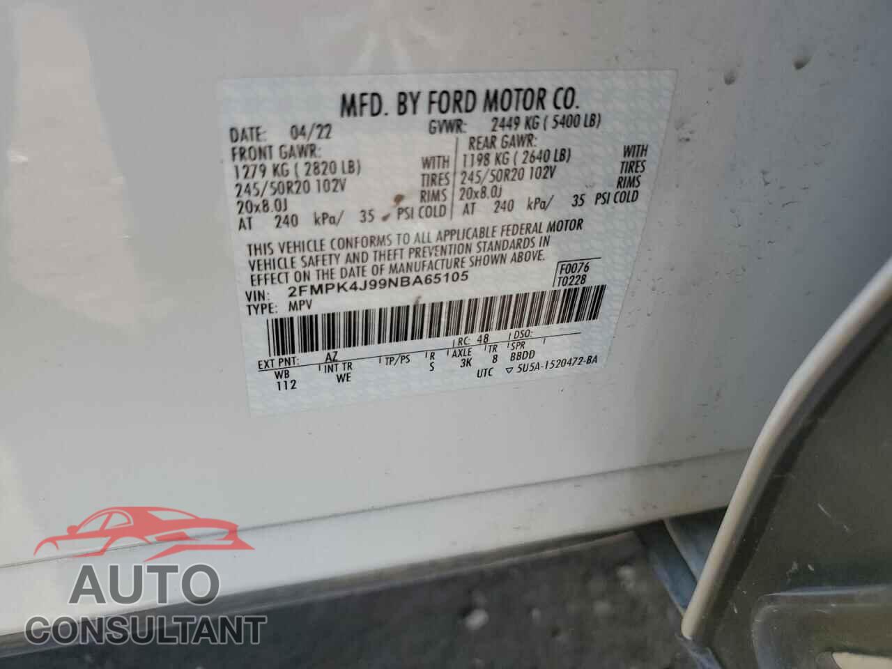 FORD EDGE 2022 - 2FMPK4J99NBA65105
