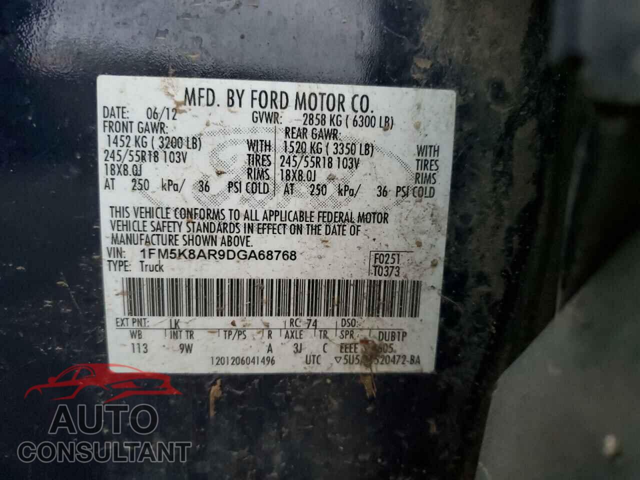 FORD EXPLORER 2013 - 1FM5K8AR9DGA68768