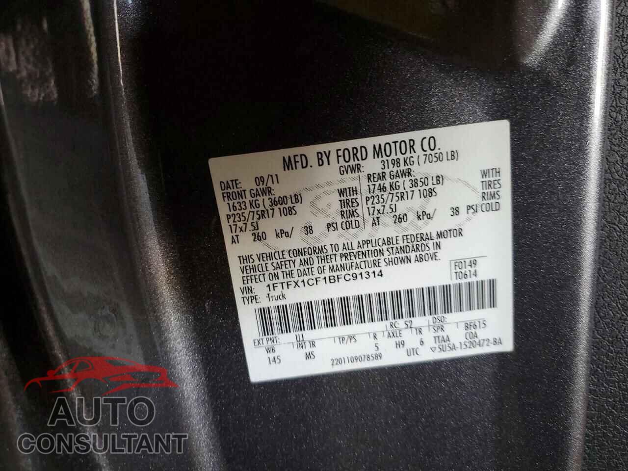 FORD F150 2011 - 1FTFX1CF1BFC91314