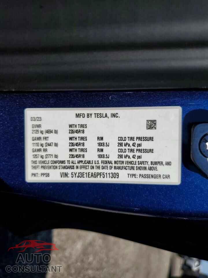 TESLA MODEL 3 2023 - 5YJ3E1EA6PF511309