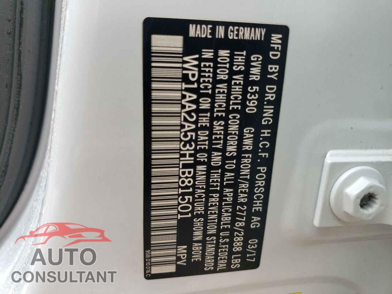 PORSCHE MACAN 2017 - WP1AA2A53HLB81501